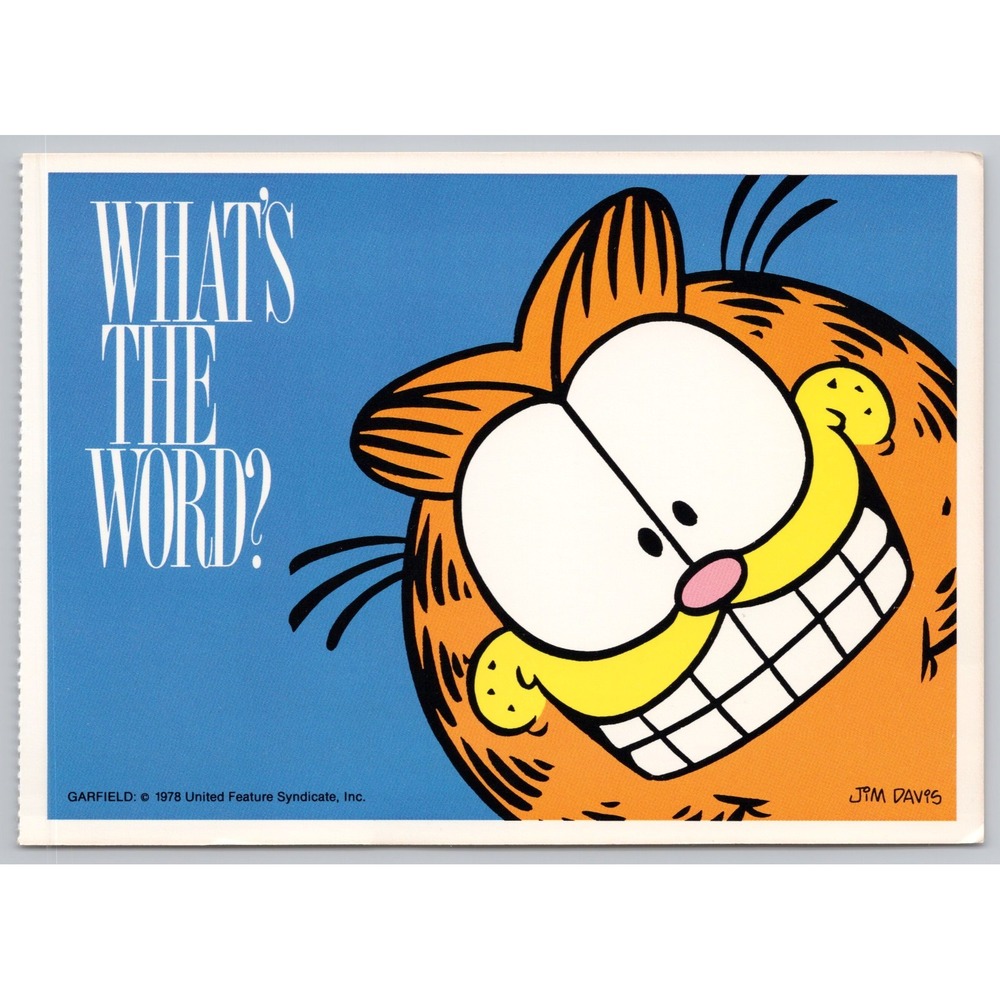 Vintage Garfield Cat Postcard Jim Davis 1978 Whats the Word Ballantine Books B1